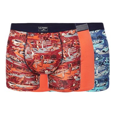 Mantaray Big and tall pack of three assorted beach print trunks